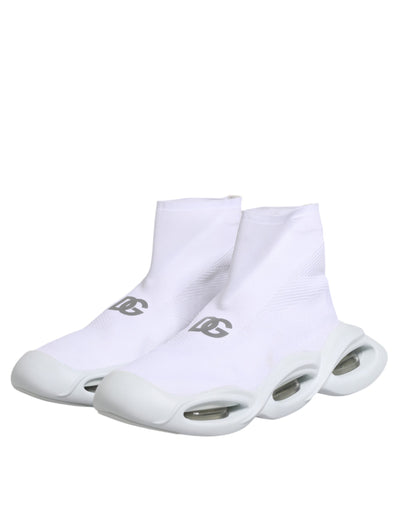 Dolce & Gabbana Weiß Silber Slip On Wave Socken Turnschuhe Schuhe