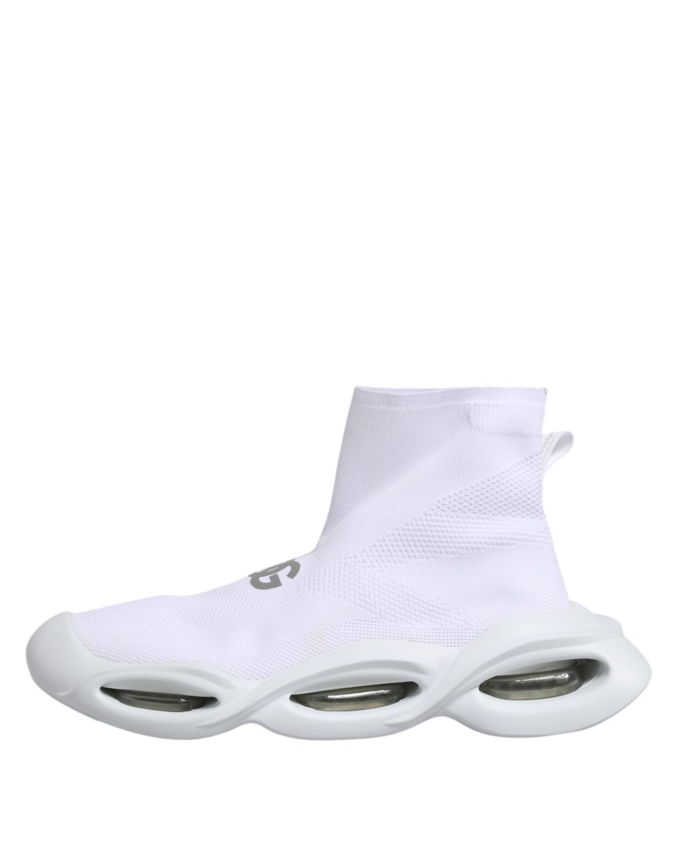 Dolce & Gabbana Weiß Silber Slip On Wave Socken Turnschuhe Schuhe