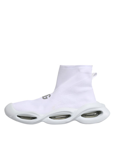 Dolce & Gabbana Weiß Silber Slip On Wave Socken Turnschuhe Schuhe