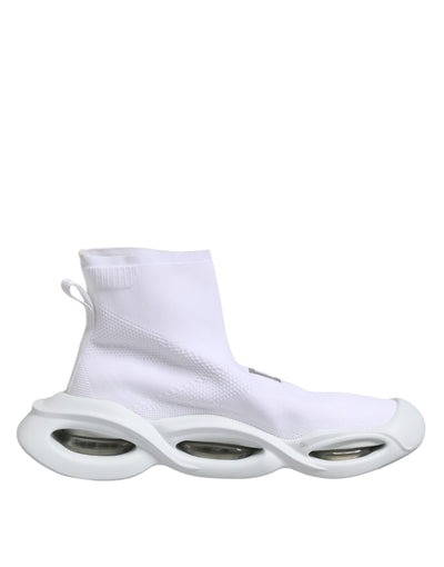 Dolce & Gabbana Weiß Silber Slip On Wave Socken Turnschuhe Schuhe