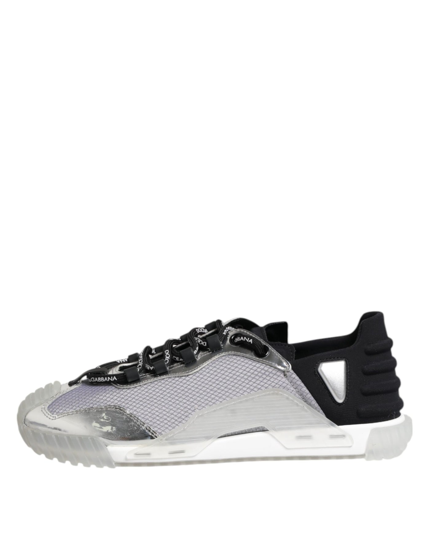 Dolce & Gabbana Silber Schwarz Nylon NS1 Low Top Männer Turnschuhe Schuhe