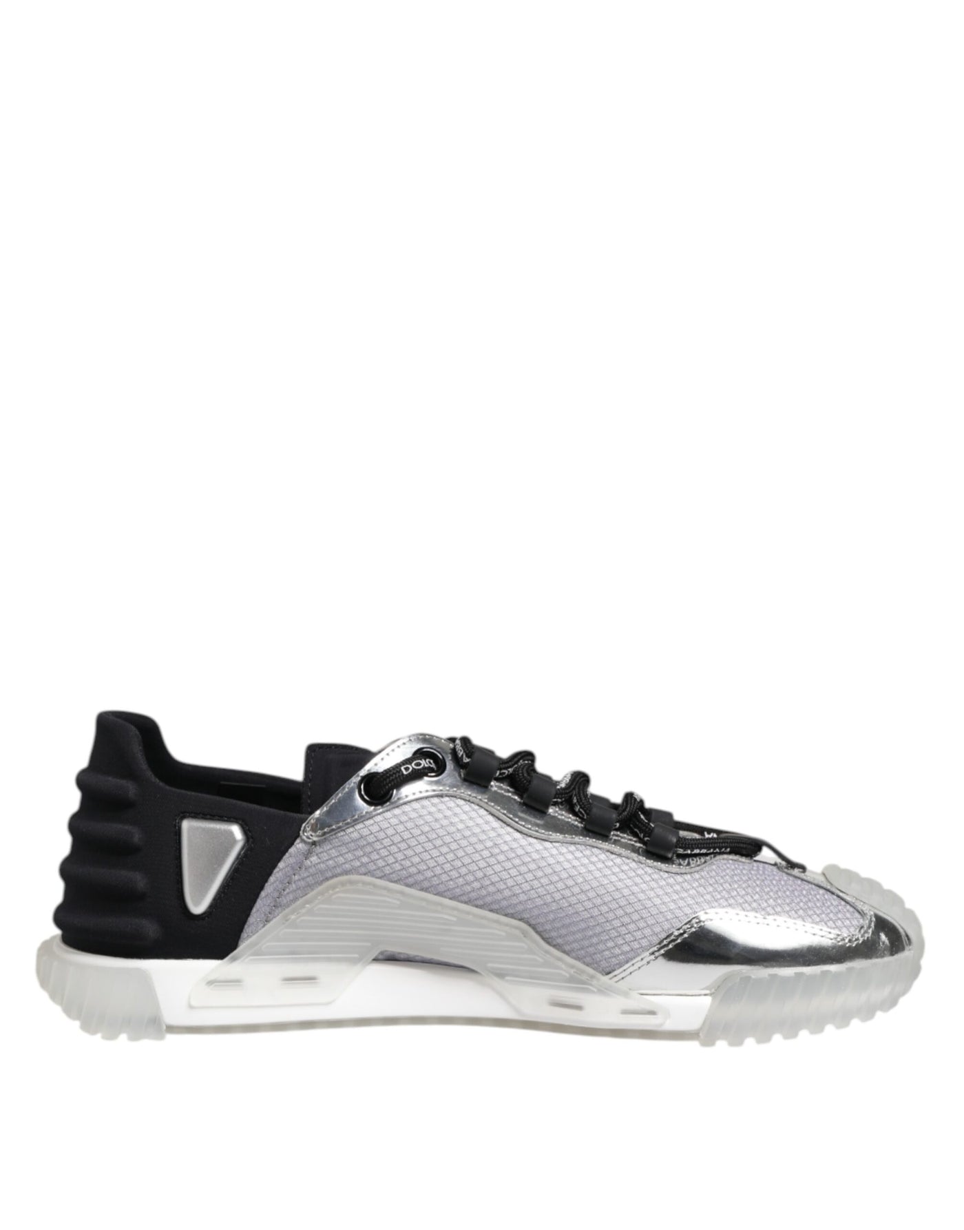 Dolce & Gabbana Silber Schwarz Nylon NS1 Low Top Männer Turnschuhe Schuhe