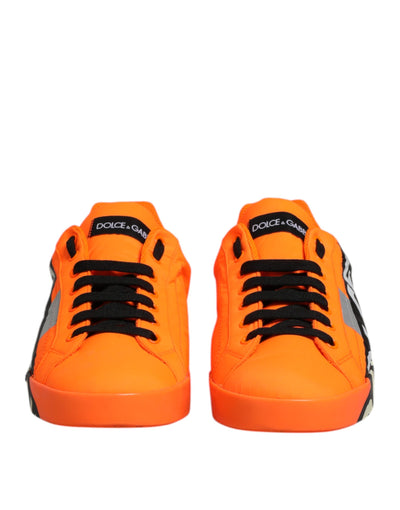 Dolce & Gabbana Orange Portofino Logo Tape Männer Turnschuhe Schuhe