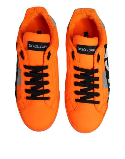 Dolce & Gabbana Orange Portofino Logo Tape Männer Turnschuhe Schuhe
