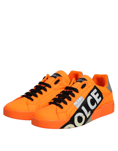 Dolce & Gabbana Orange Portofino Logo Tape Männer Turnschuhe Schuhe