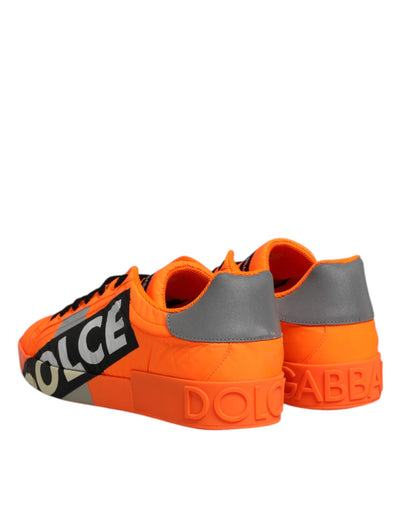Dolce & Gabbana Orange Portofino Logo Tape Männer Turnschuhe Schuhe