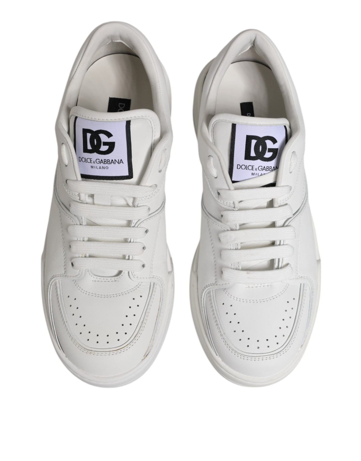Dolce & Gabbana Weiß Miami Leder Low Top Turnschuhe Schuhe