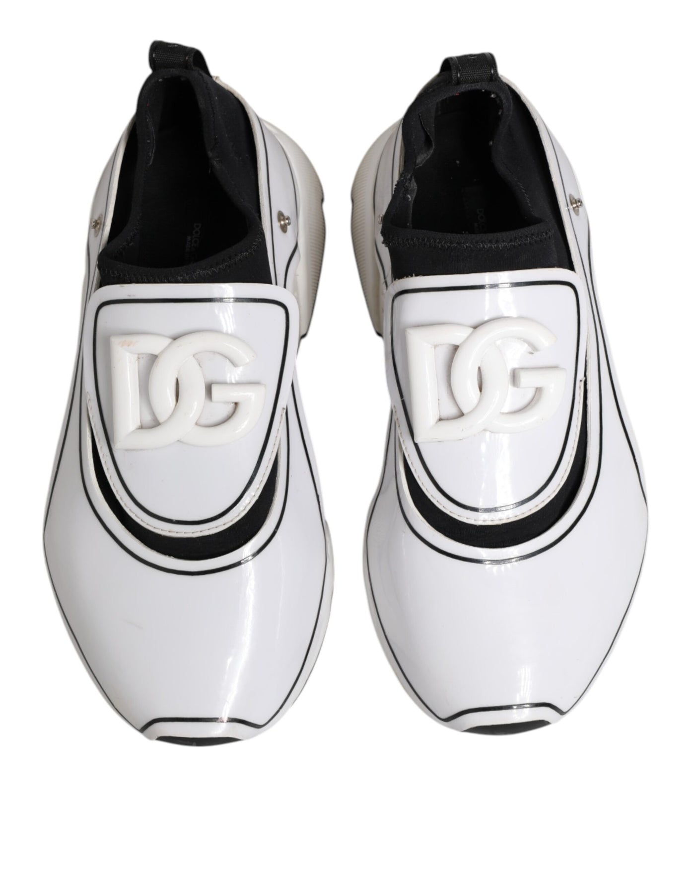 Dolce & Gabbana Weiß Schwarz Logo Plaque Daymaster Männer Turnschuhe Schuhe