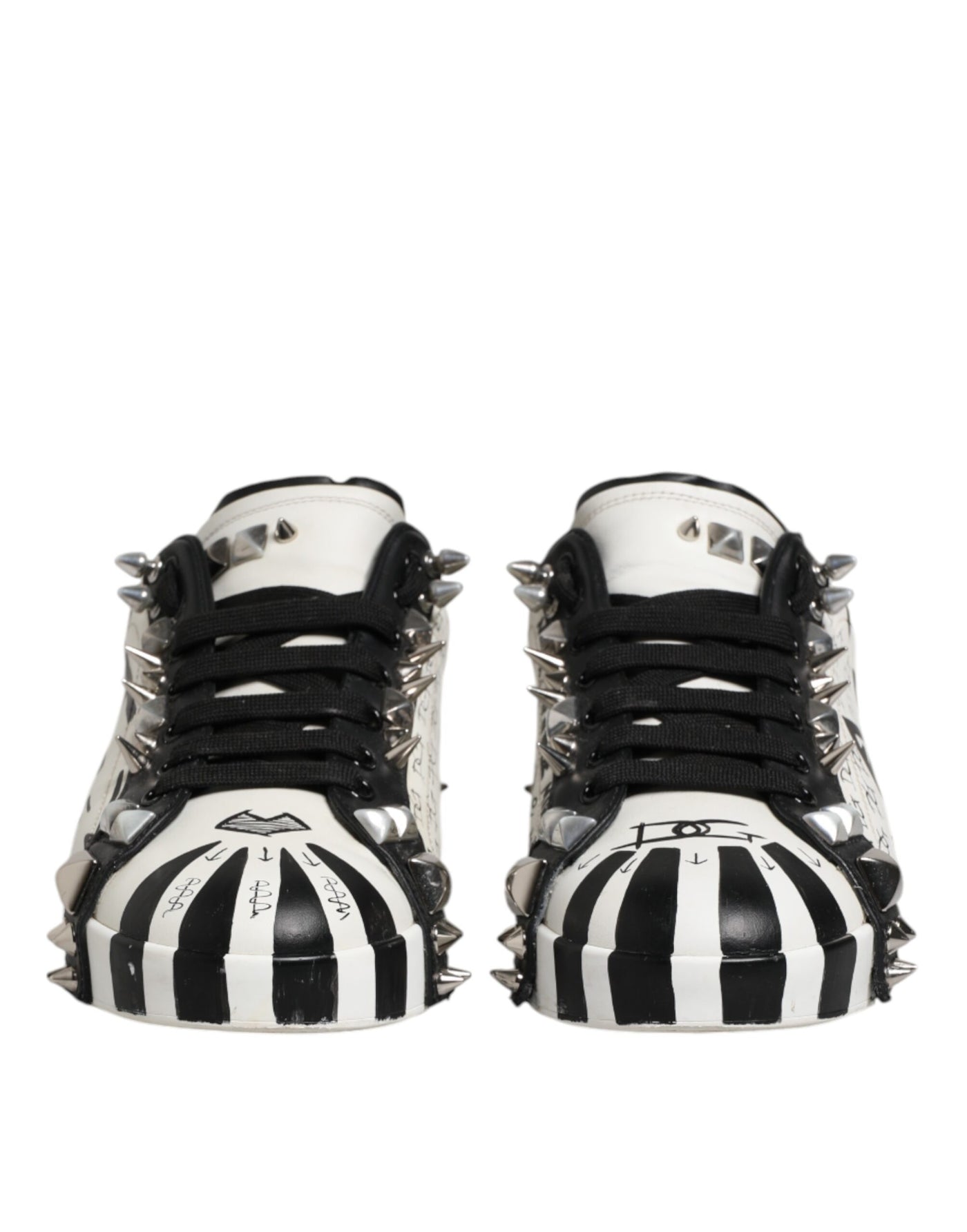 Dolce & Gabbana Schwarz Weiß Nieten Low Top Sneakers Schuhe