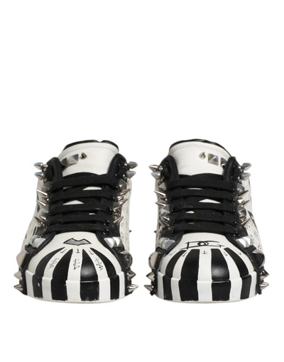 Dolce & Gabbana Schwarz Weiß Nieten Low Top Sneakers Schuhe