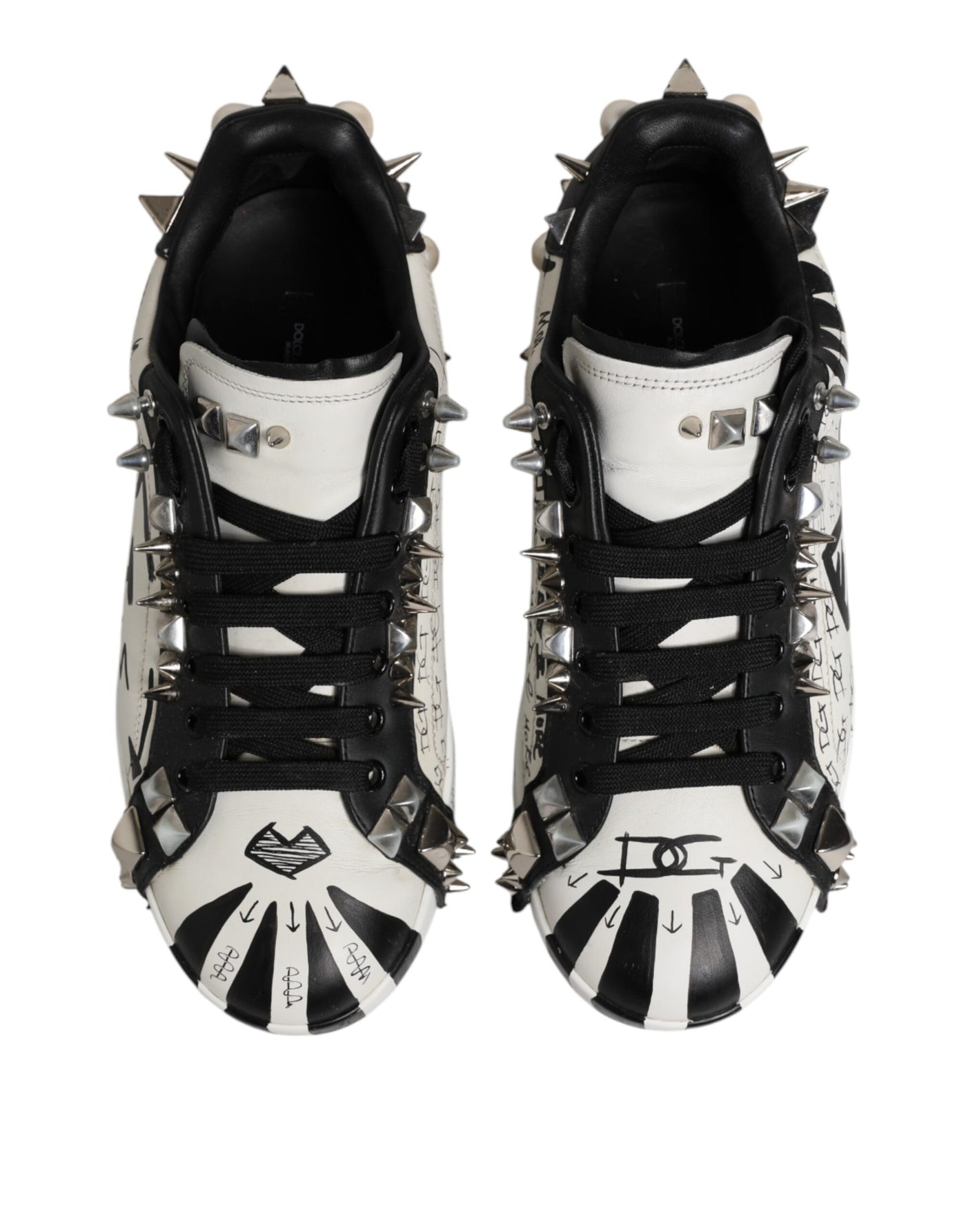 Dolce & Gabbana Schwarz Weiß Nieten Low Top Sneakers Schuhe