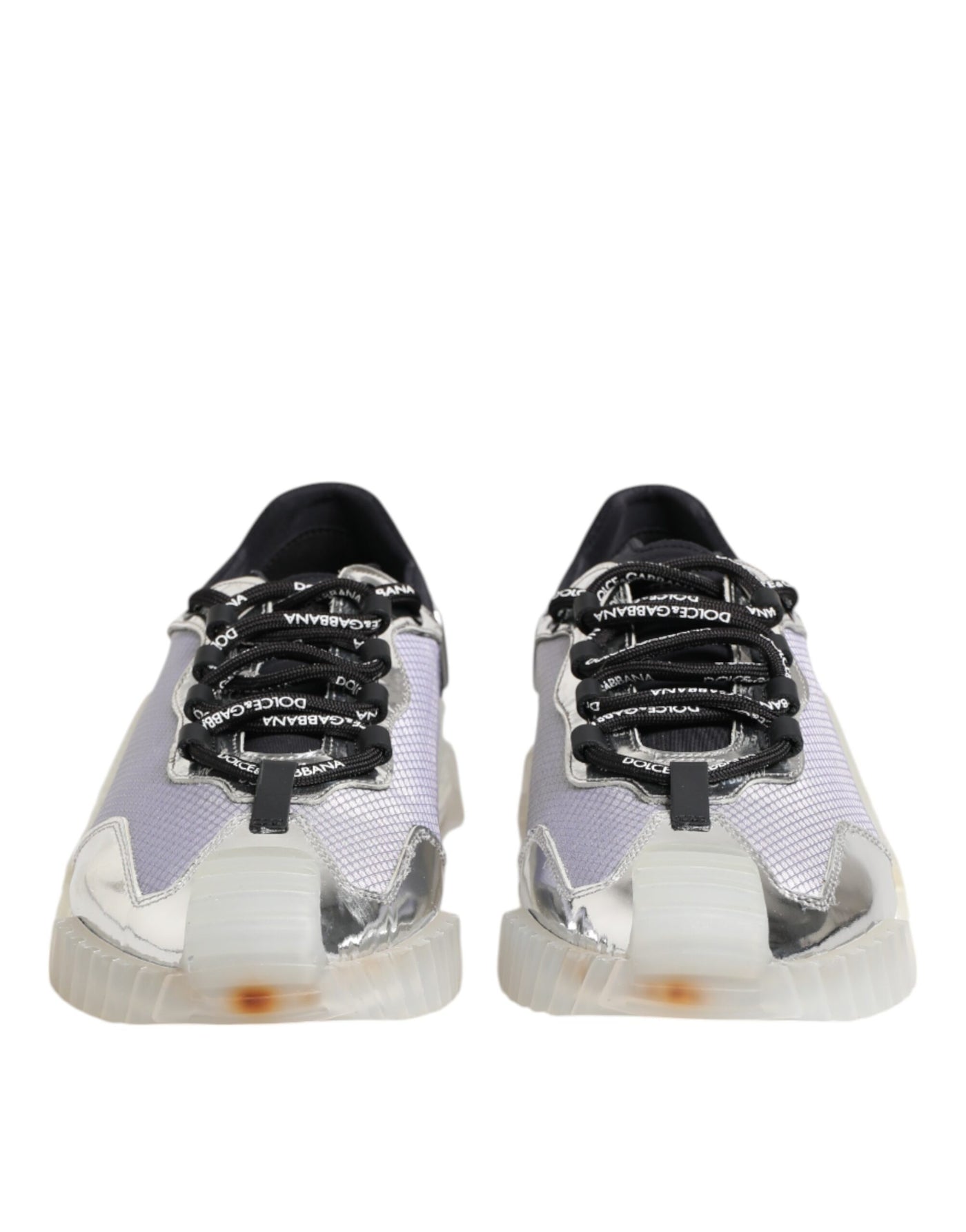 Dolce & Gabbana Silber Schwarz Nylon NS1 Low Top Turnschuhe Schuhe