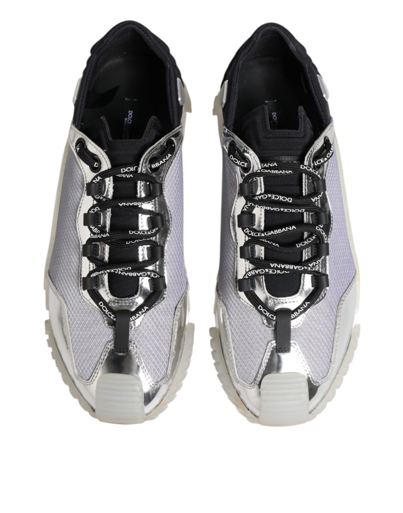 Dolce & Gabbana Silber Schwarz Nylon NS1 Low Top Turnschuhe Schuhe