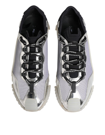 Dolce & Gabbana Silber Schwarz Nylon NS1 Low Top Turnschuhe Schuhe