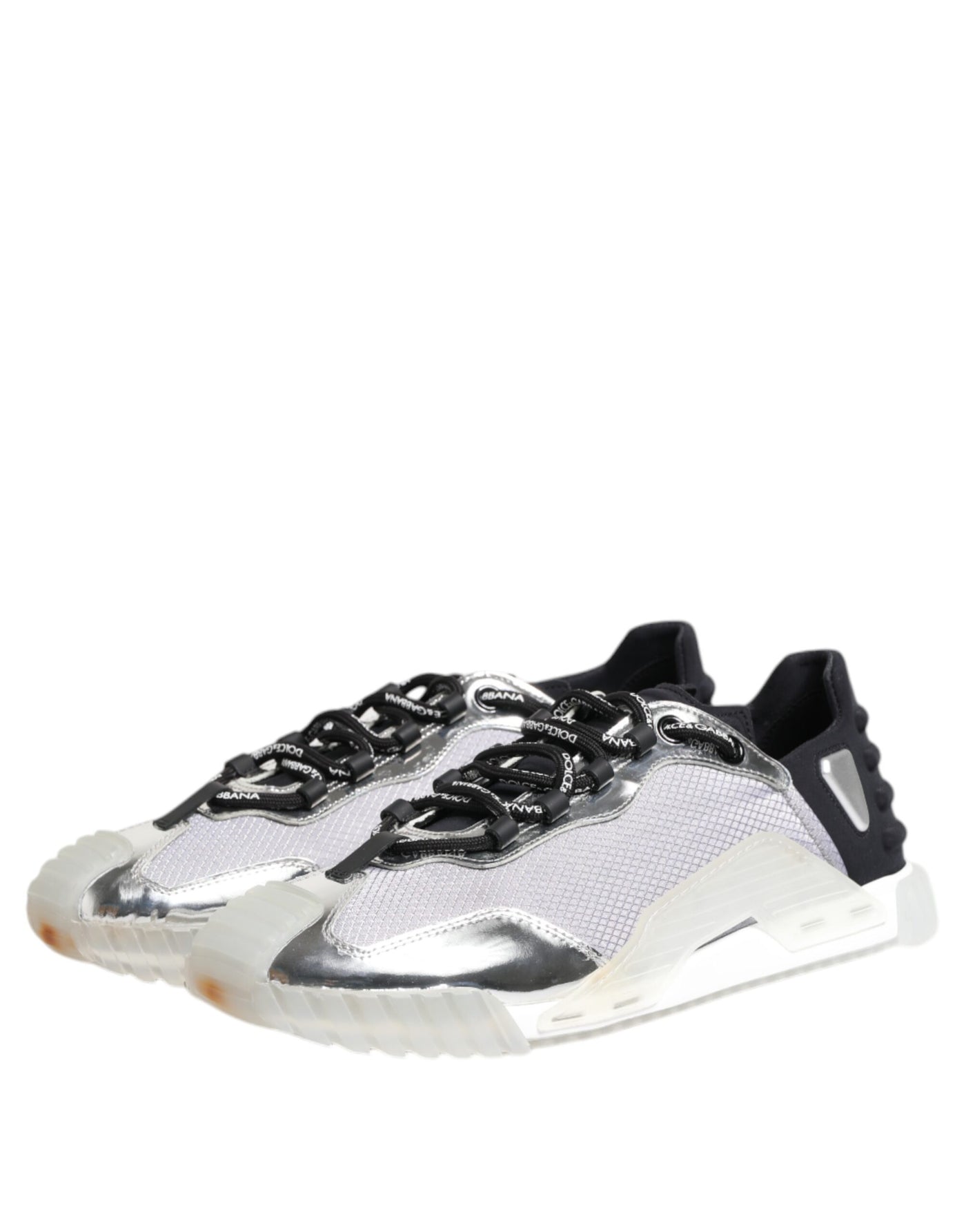 Dolce & Gabbana Silber Schwarz Nylon NS1 Low Top Turnschuhe Schuhe
