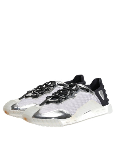 Dolce & Gabbana Silber Schwarz Nylon NS1 Low Top Turnschuhe Schuhe
