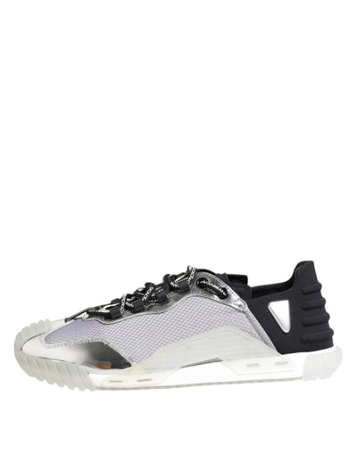 Dolce & Gabbana Silber Schwarz Nylon NS1 Low Top Turnschuhe Schuhe