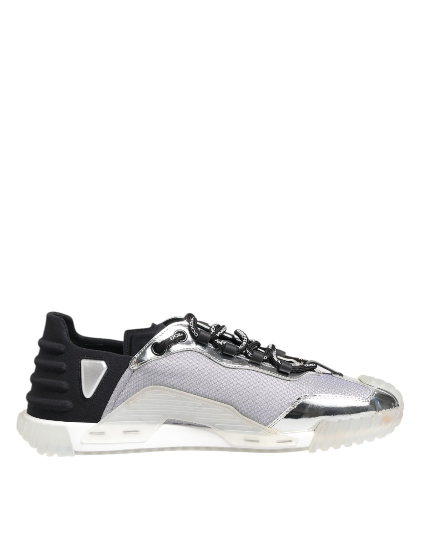 Dolce & Gabbana Silber Schwarz Nylon NS1 Low Top Turnschuhe Schuhe