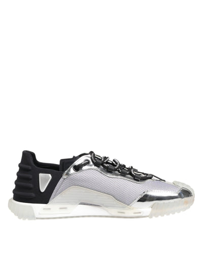 Dolce & Gabbana Silber Schwarz Nylon NS1 Low Top Turnschuhe Schuhe