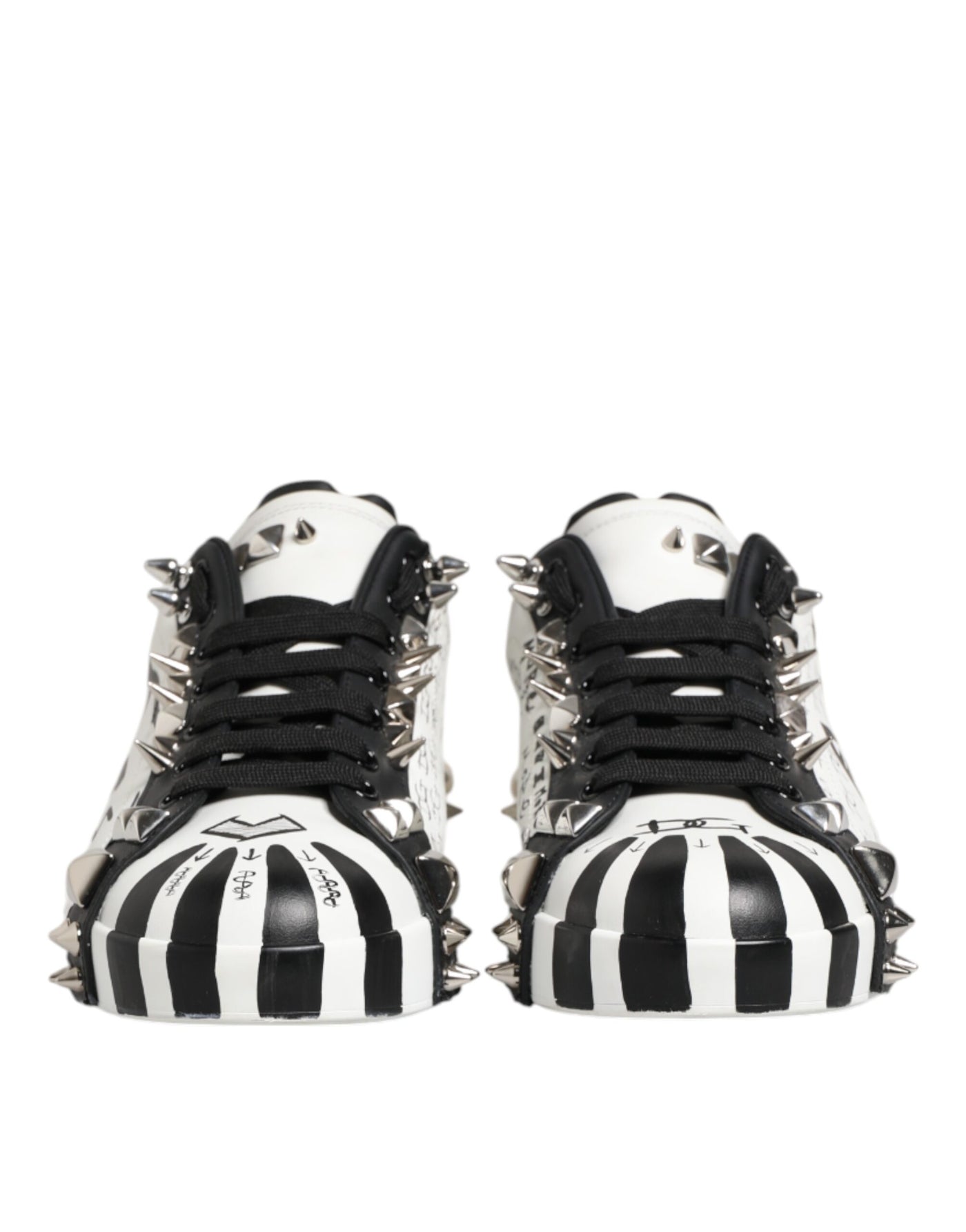 Dolce & Gabbana Schwarz Weiß Nieten Low Top Sneakers Schuhe