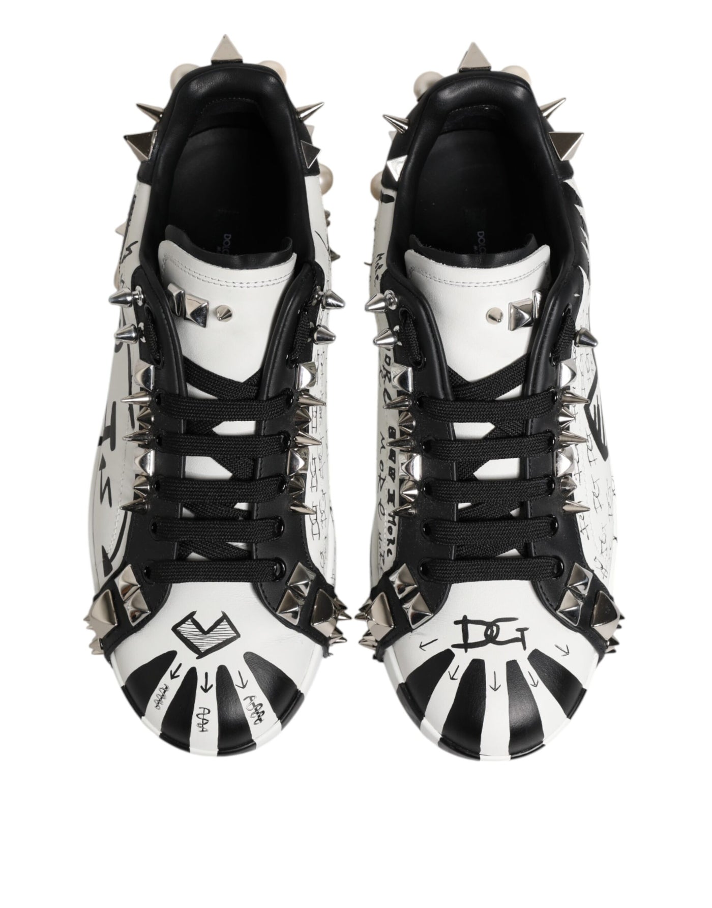 Dolce & Gabbana Schwarz Weiß Nieten Low Top Sneakers Schuhe
