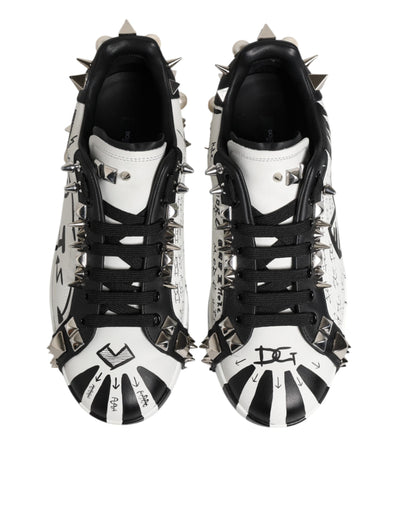 Dolce & Gabbana Schwarz Weiß Nieten Low Top Sneakers Schuhe