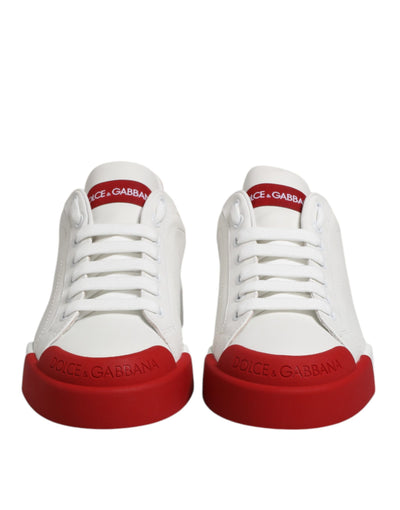Dolce & Gabbana Weißes Leder DG Logo Low Top Sneakers Schuhe