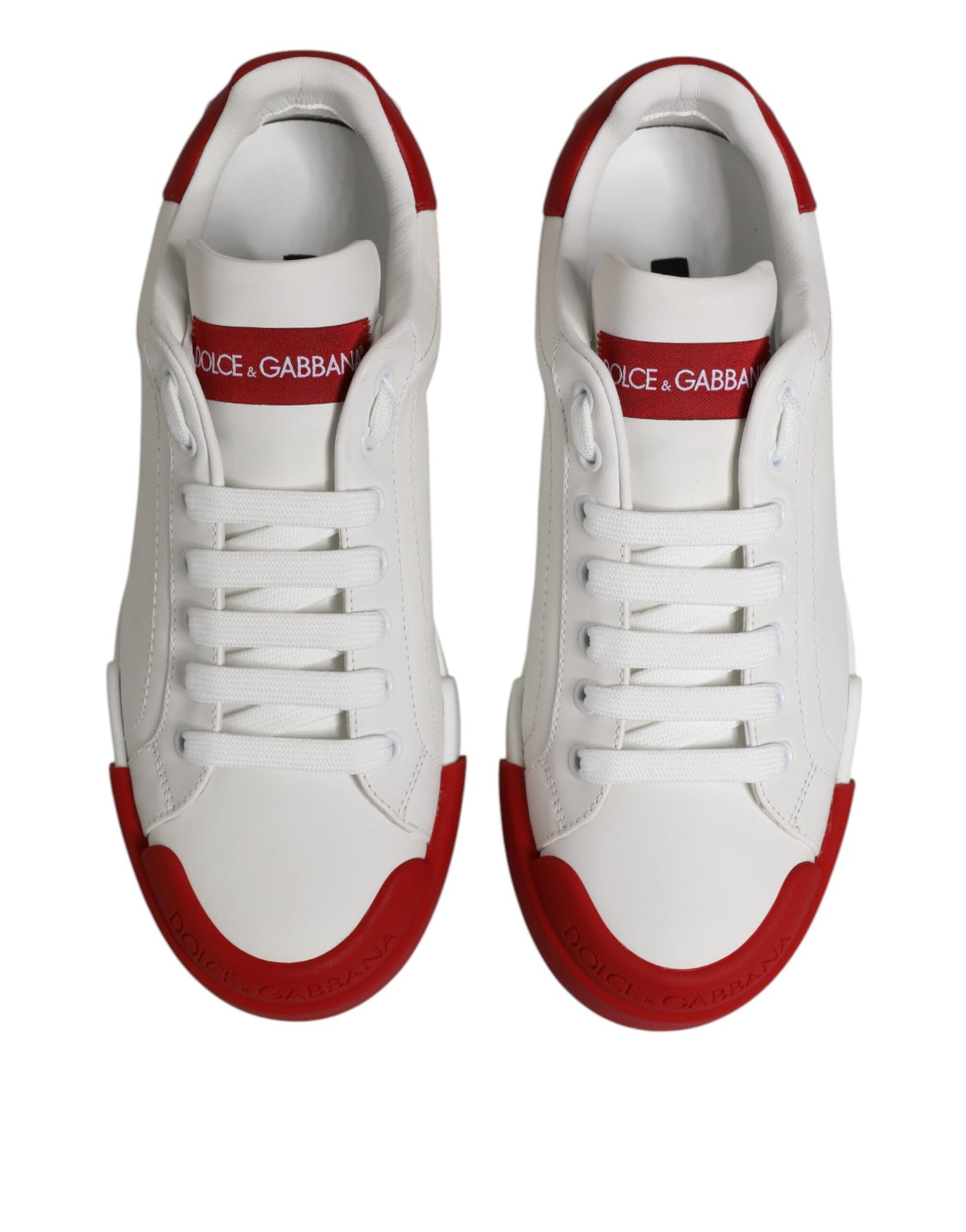 Dolce & Gabbana Weißes Leder DG Logo Low Top Sneakers Schuhe