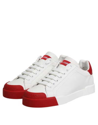 Dolce & Gabbana Weißes Leder DG Logo Low Top Sneakers Schuhe