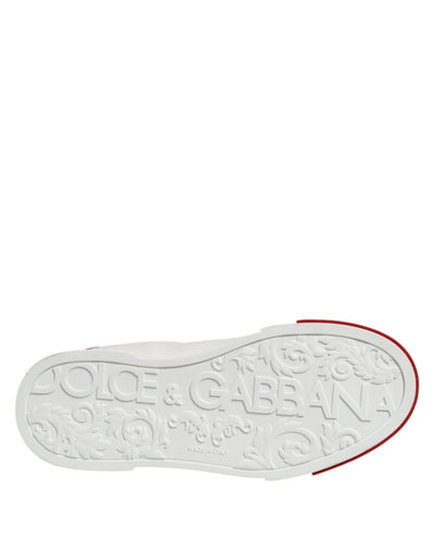 Dolce & Gabbana Weißes Leder DG Logo Low Top Sneakers Schuhe