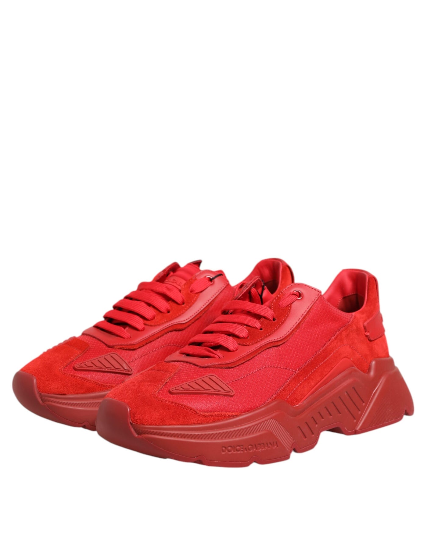 Dolce & Gabbana Rote Leder Daymaster Low Top Sneakers Schuhe