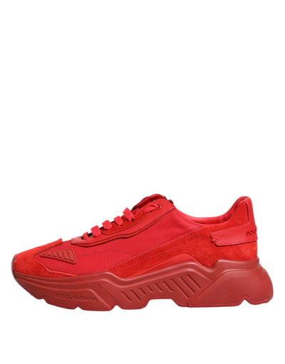 Dolce & Gabbana Rote Leder Daymaster Low Top Sneakers Schuhe