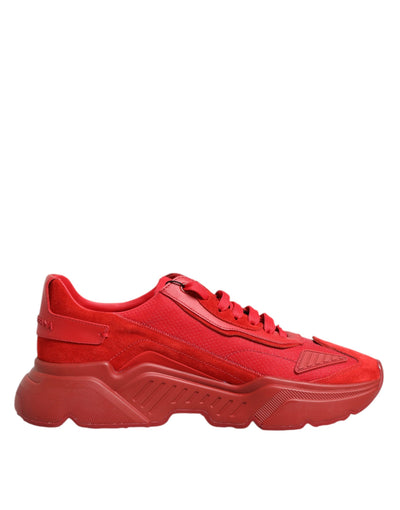 Dolce & Gabbana Rote Leder Daymaster Low Top Sneakers Schuhe