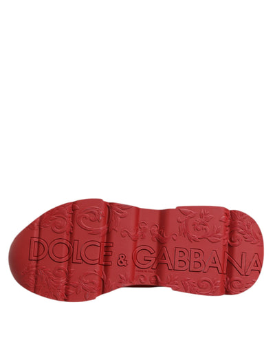 Dolce & Gabbana Rote Leder Daymaster Low Top Sneakers Schuhe