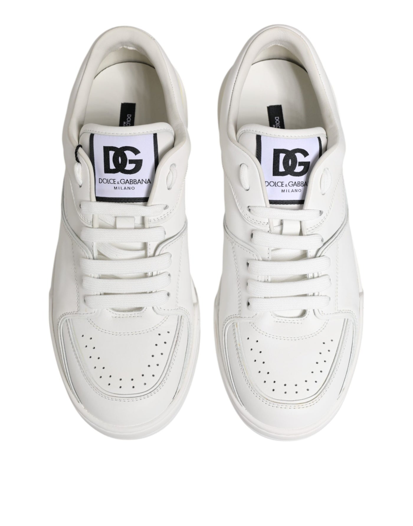 Dolce & Gabbana Weiß Miami Leder Low Top Turnschuhe Schuhe