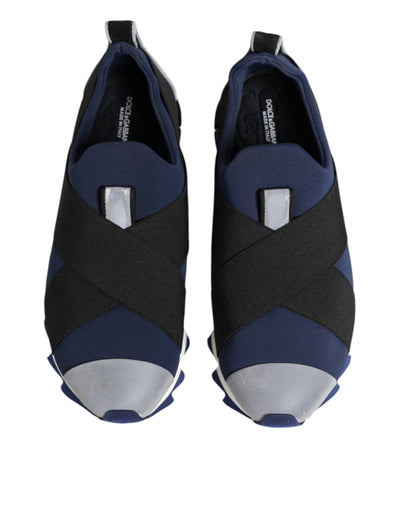 Dolce & Gabbana Blau Schwarz Slip On Low Top Männer Turnschuhe Schuhe