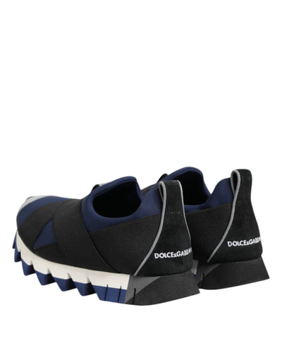 Dolce & Gabbana Blau Schwarz Slip On Low Top Männer Turnschuhe Schuhe