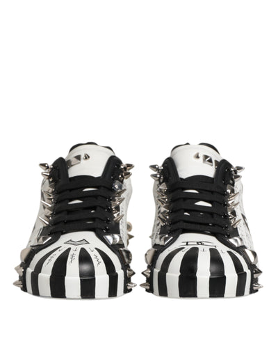 Dolce & Gabbana Schwarz Weiß Nieten Low Top Sneakers Schuhe