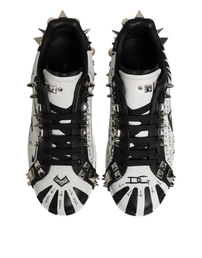Dolce & Gabbana Schwarz Weiß Nieten Low Top Sneakers Schuhe