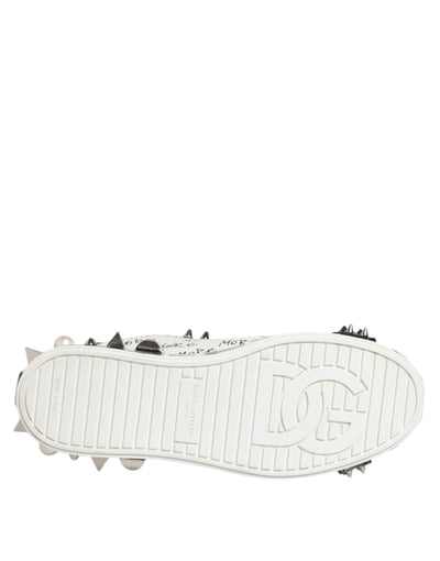 Dolce & Gabbana Schwarz Weiß Nieten Low Top Sneakers Schuhe