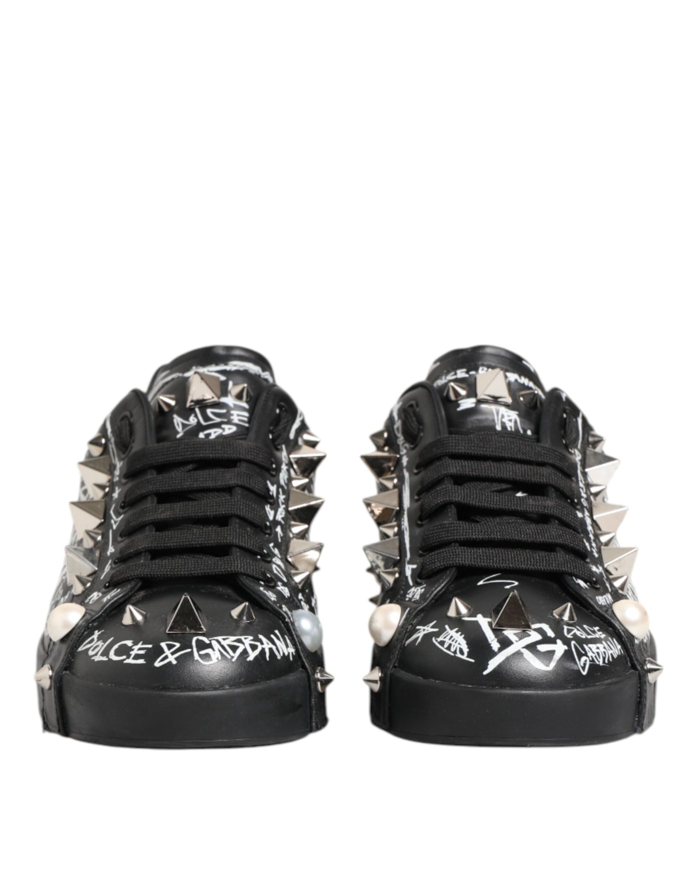 Dolce & Gabbana Schwarz Portofino Stud verschönert Turnschuhe Schuhe