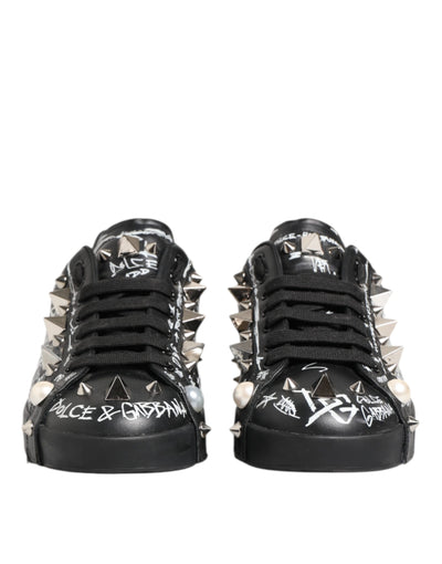 Dolce & Gabbana Schwarz Portofino Stud verschönert Turnschuhe Schuhe