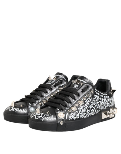Dolce & Gabbana Schwarz Portofino Stud verschönert Turnschuhe Schuhe