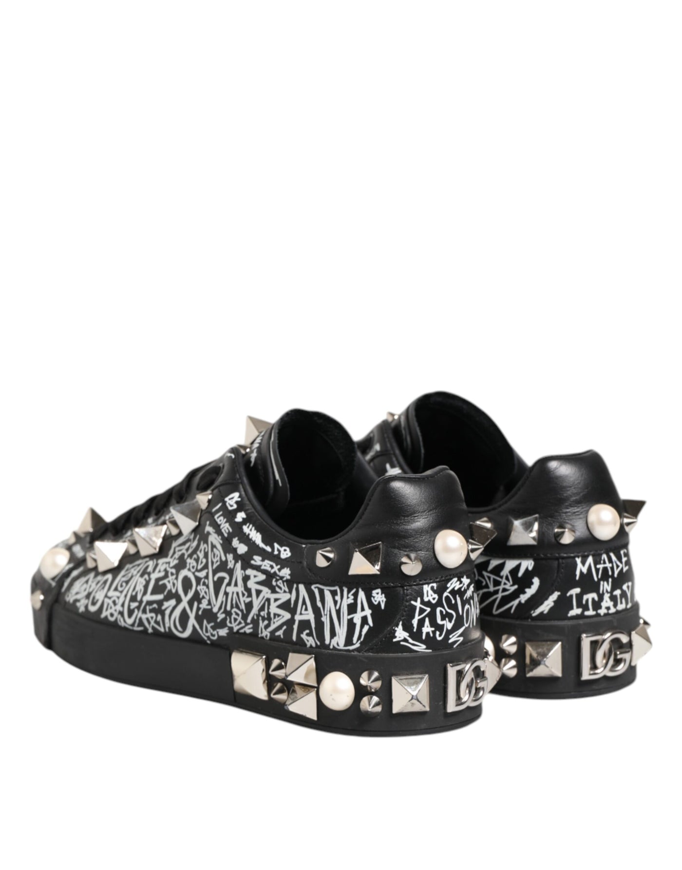Dolce & Gabbana Schwarz Portofino Stud verschönert Turnschuhe Schuhe
