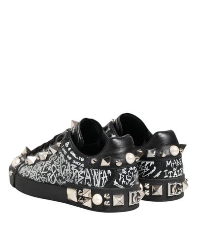 Dolce & Gabbana Schwarz Portofino Stud verschönert Turnschuhe Schuhe