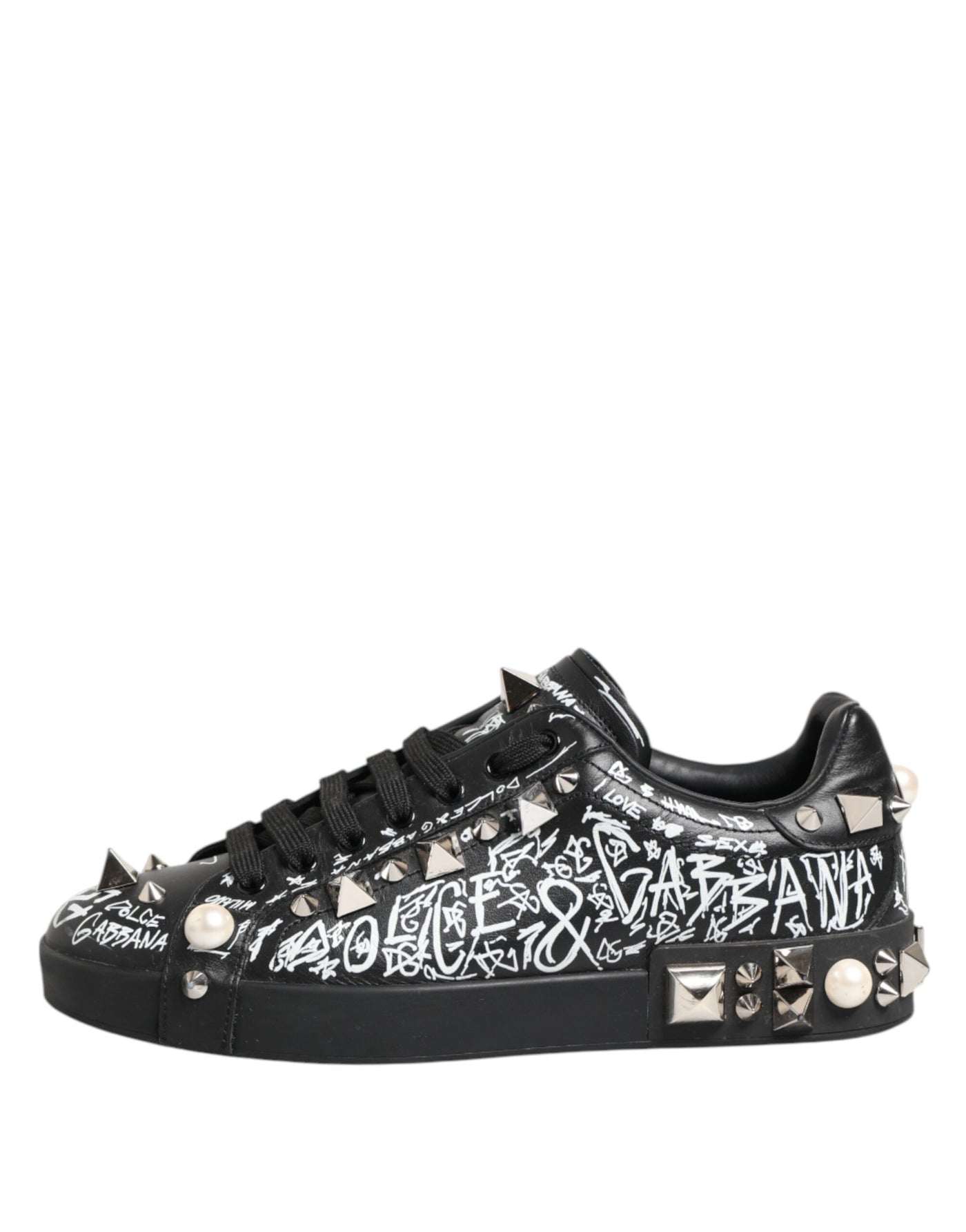 Dolce & Gabbana Schwarz Portofino Stud verschönert Turnschuhe Schuhe