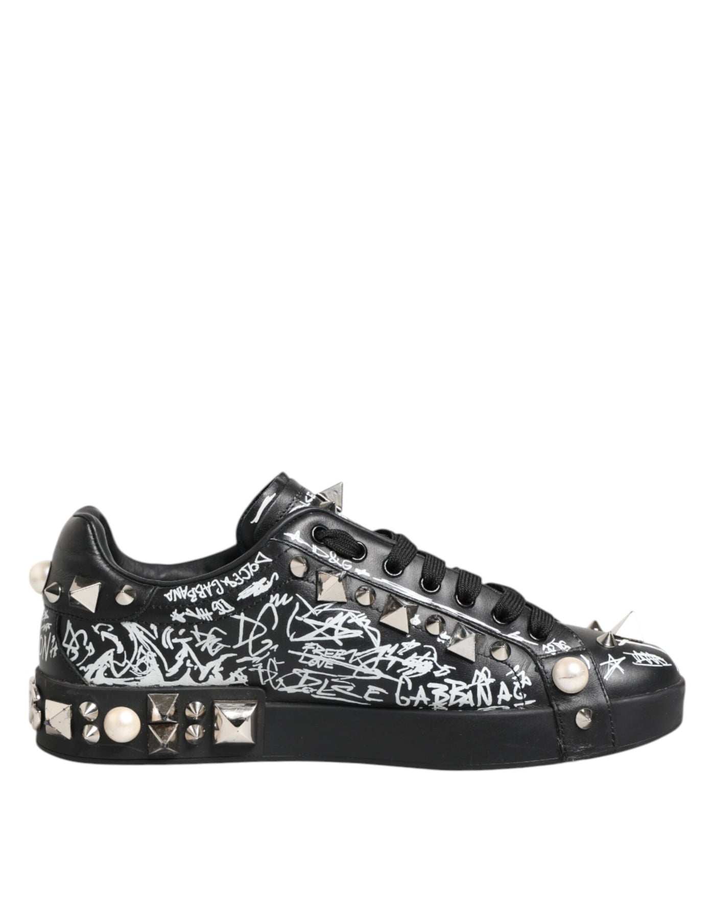 Dolce & Gabbana Schwarz Portofino Stud verschönert Turnschuhe Schuhe