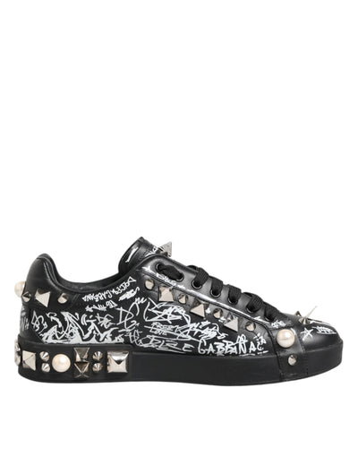 Dolce & Gabbana Schwarz Portofino Stud verschönert Turnschuhe Schuhe