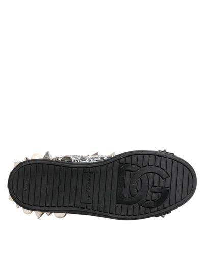 Dolce & Gabbana Schwarz Portofino Stud verschönert Turnschuhe Schuhe