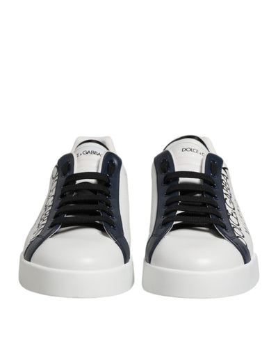 Dolce & Gabbana Weiß Blau Crown Niedrige Top Turnschuhe Schuhe